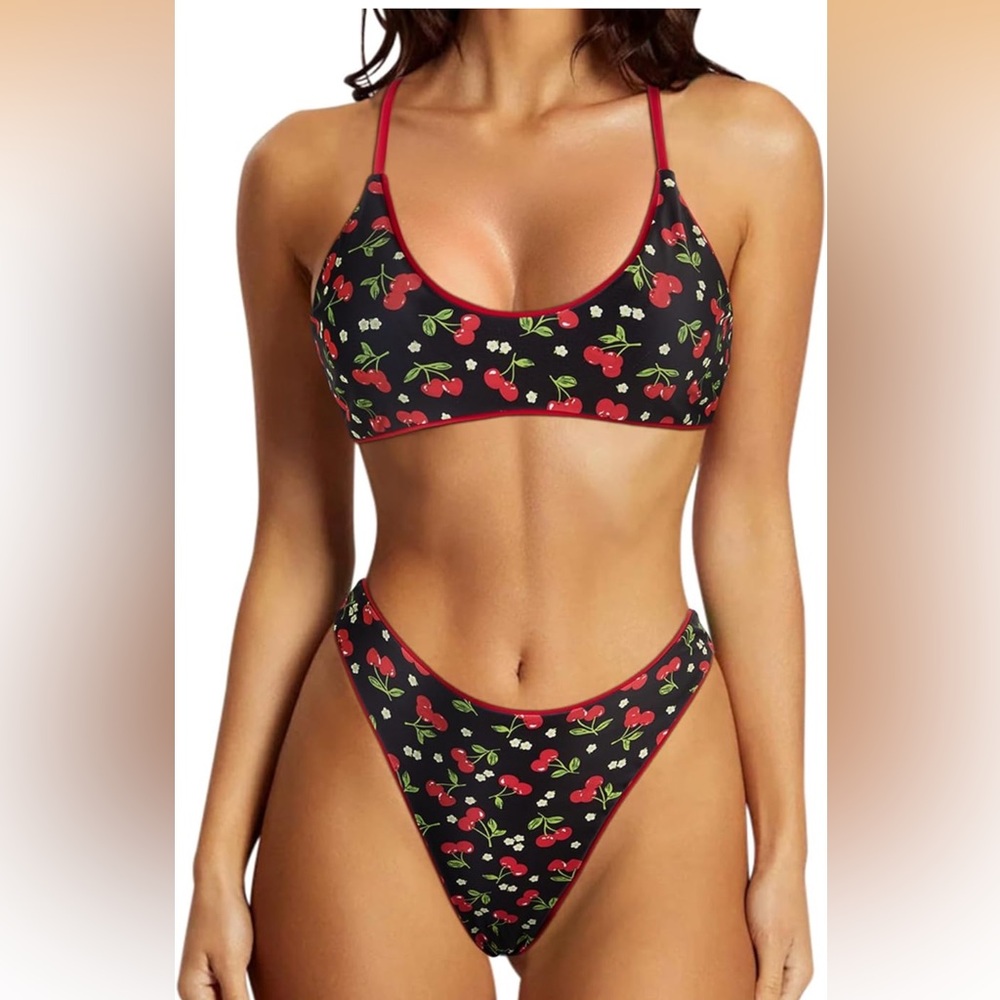Cherry Print Bikini Set - Reversible - image 4